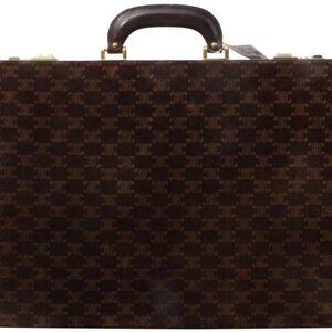 Celine Brown Suede Macadam Monogram Attache Hard